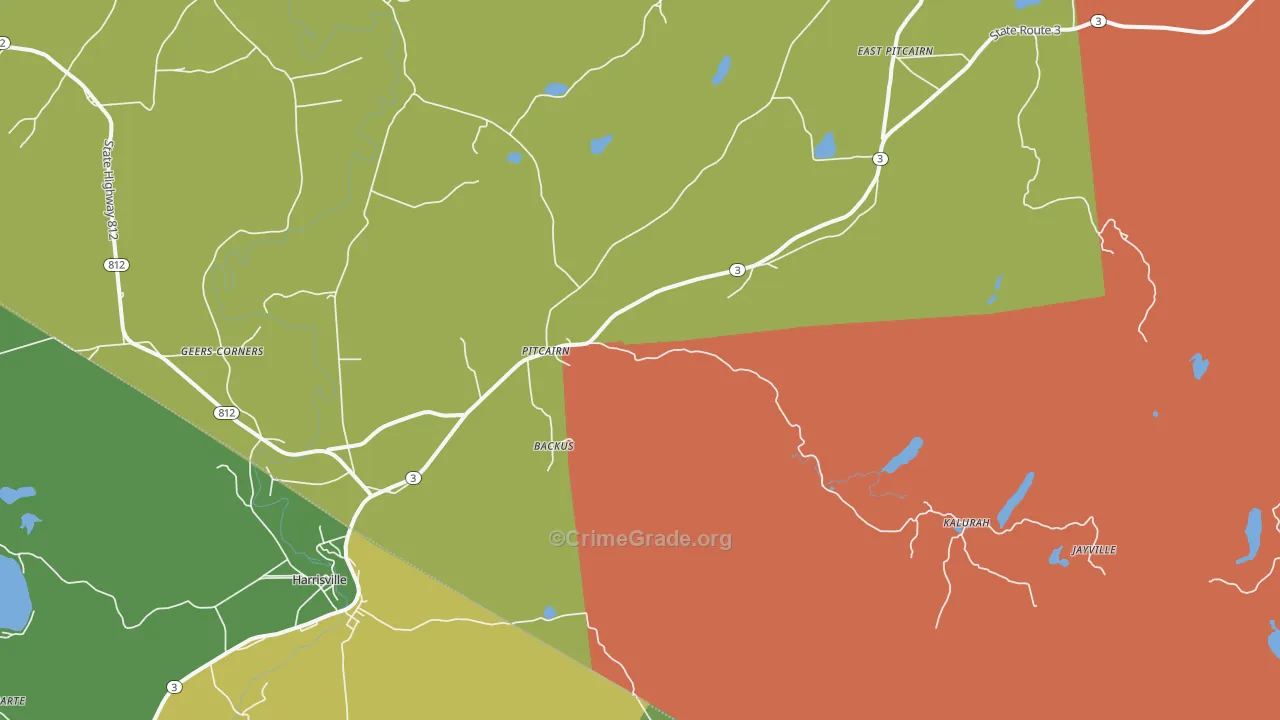 Pitcairn, NY Map of Assault Rates