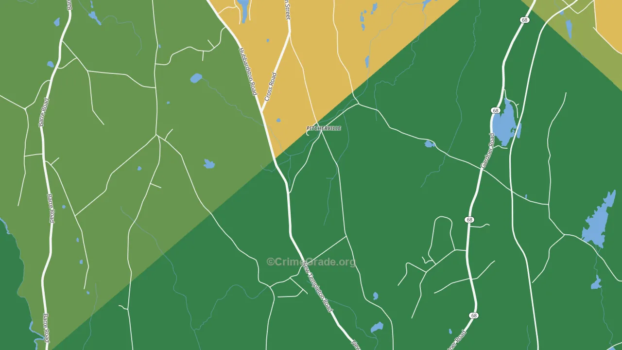 Pitcherville, MA Map of Assault Rates