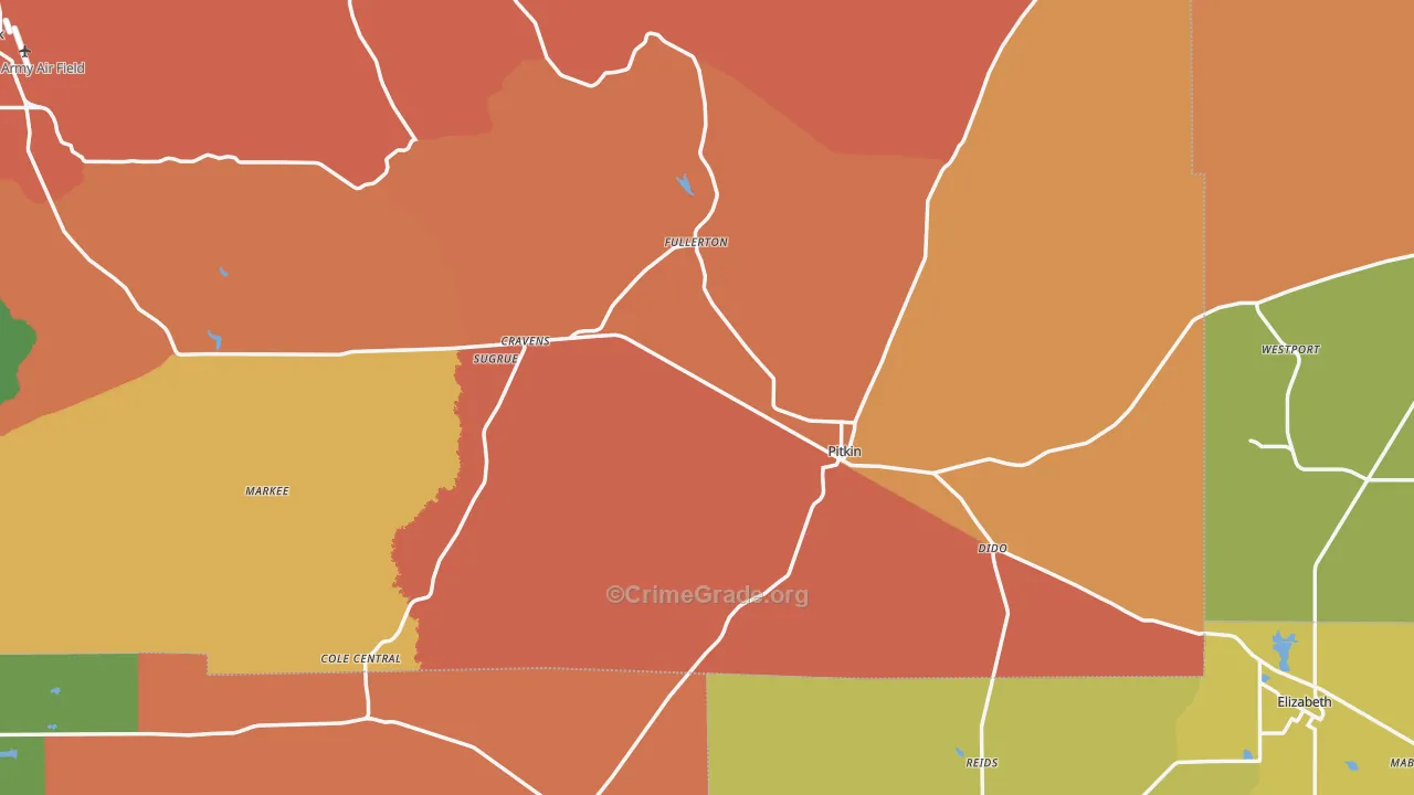 Pitkin, LA Map of Assault Rates