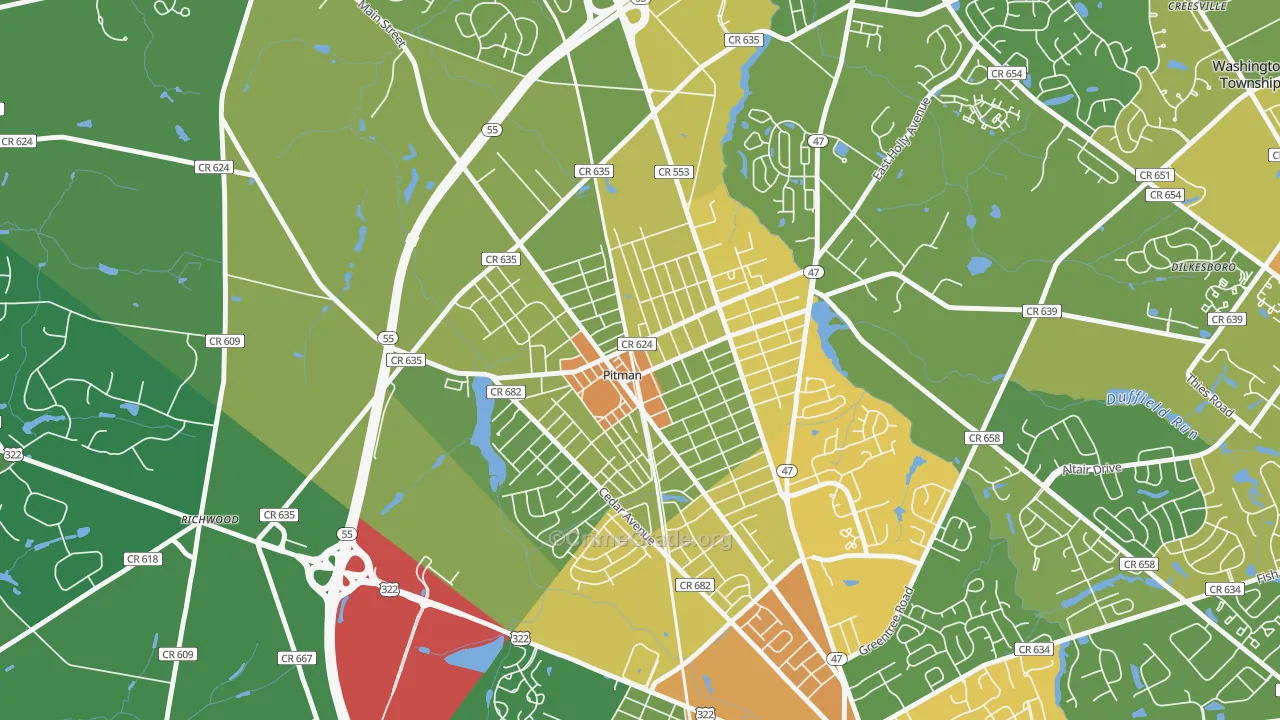 Pitman, NJ Map of Assault Rates