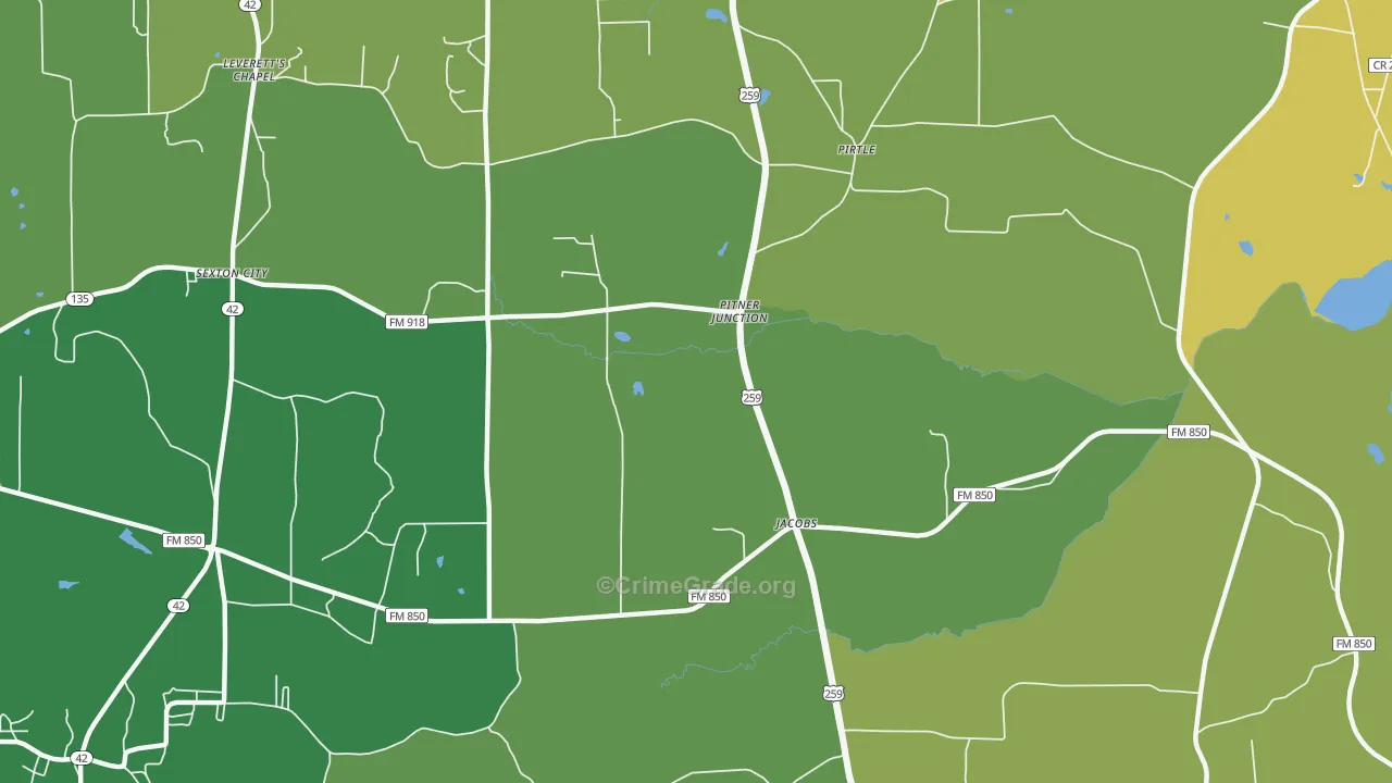 Pitner Junction, TX Map of Assault Rates