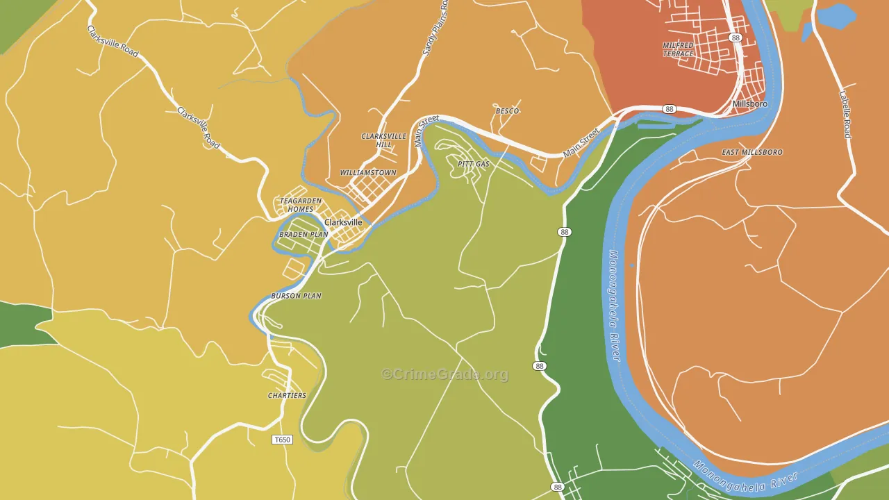 Pitt Gas, PA Map of Assault Rates