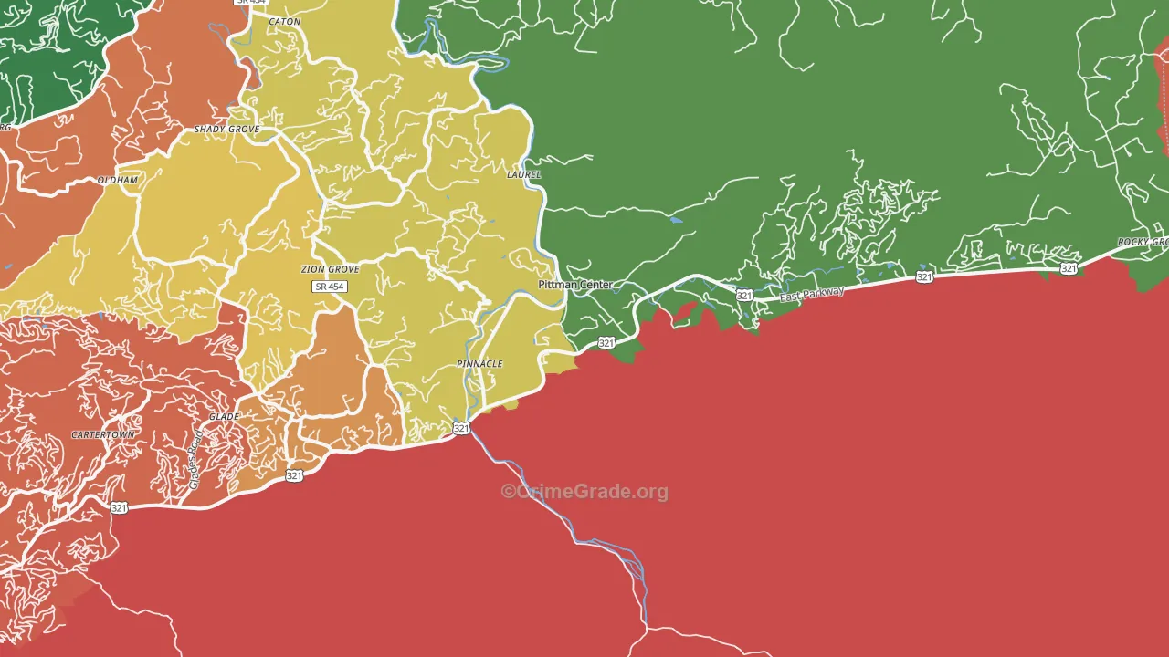 Pittman Center, TN Map of Assault Rates