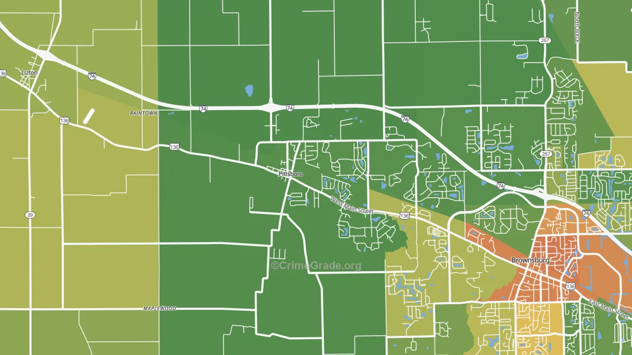 Pittsboro, IN Map of Assault Rates