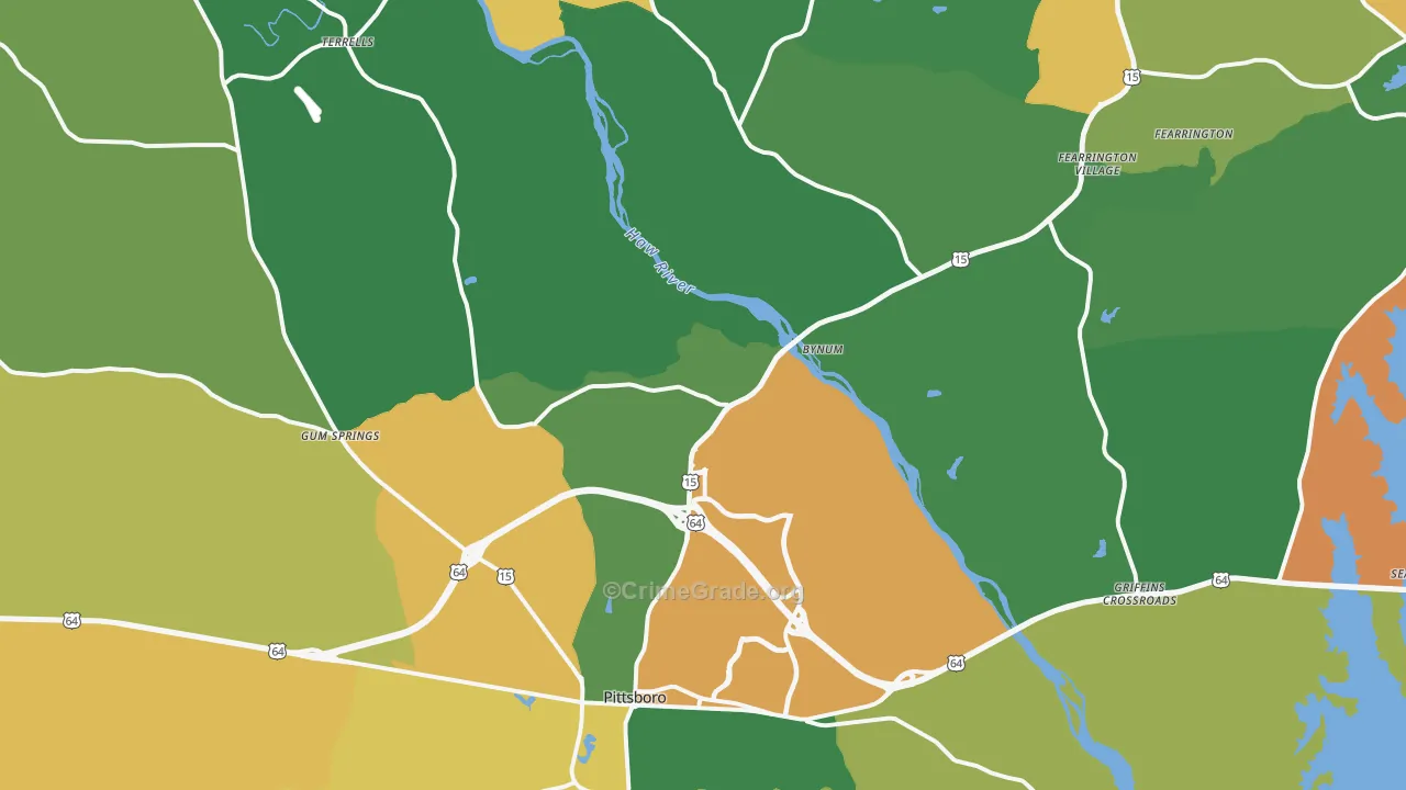 Pittsboro, NC Map of Assault Rates