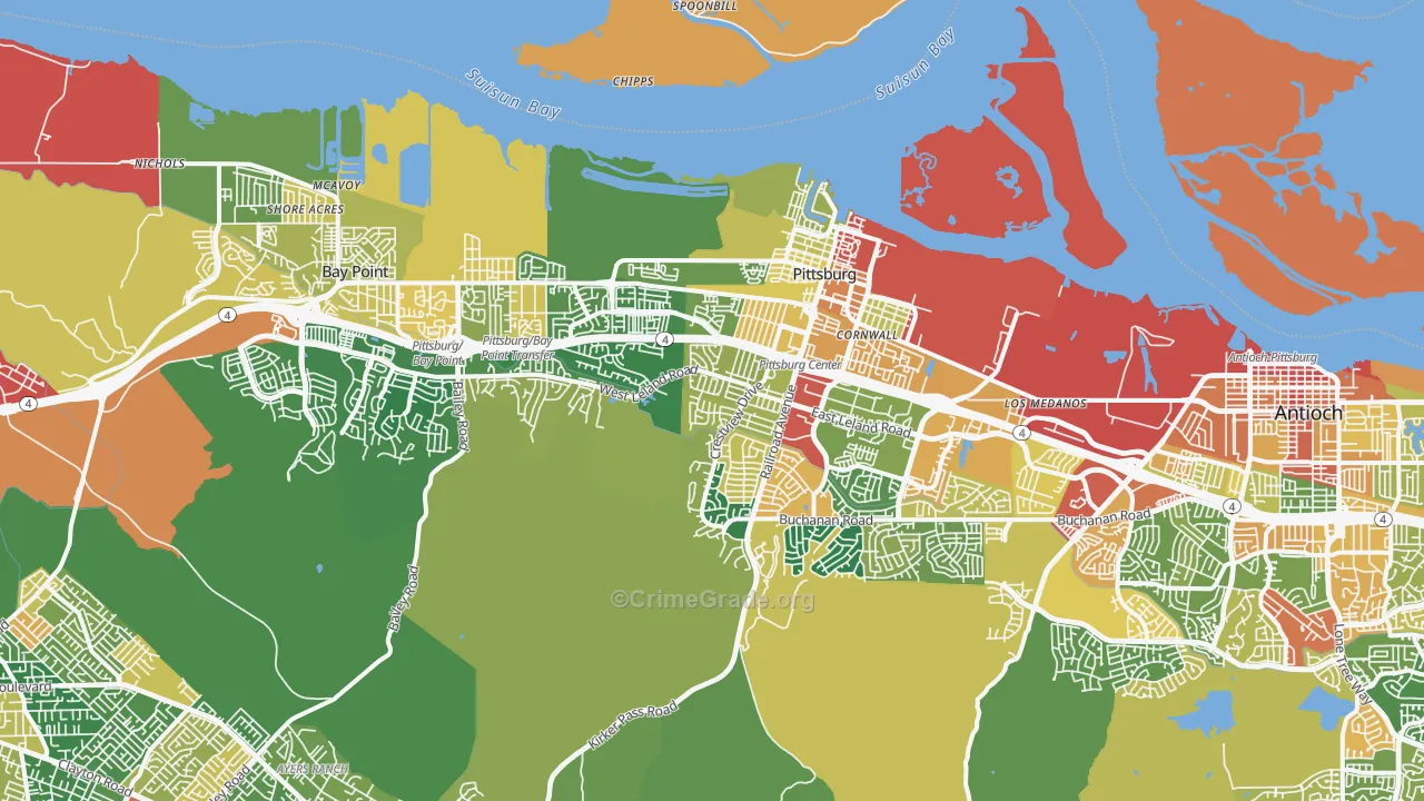 Pittsburg, CA Map of Assault Rates