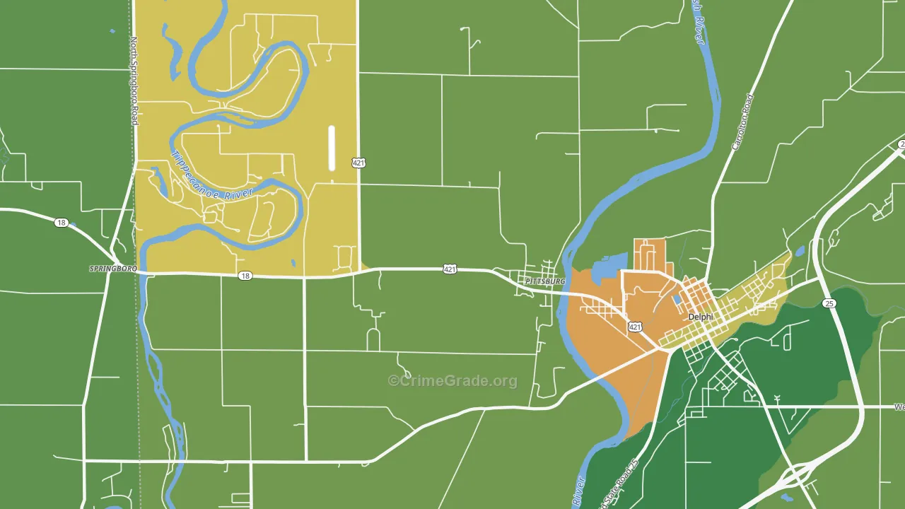 Pittsburg, IN Map of Assault Rates