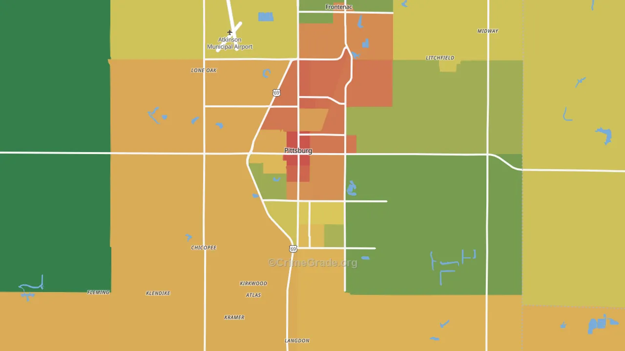 Pittsburg, KS Map of Assault Rates