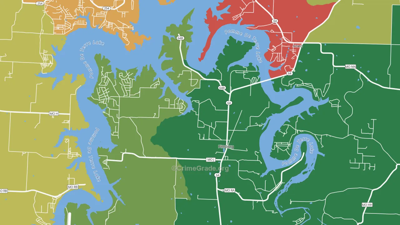 Pittsburg, MO Map of Assault Rates