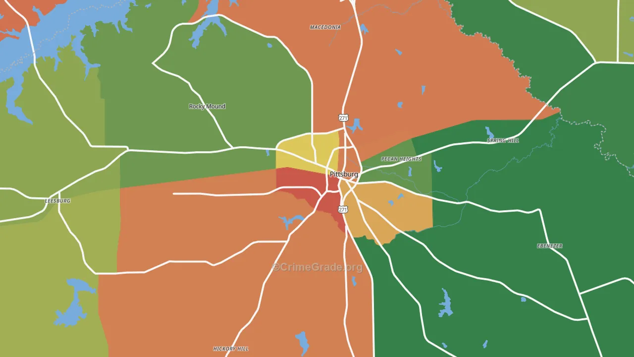 Pittsburg, TX Map of Assault Rates