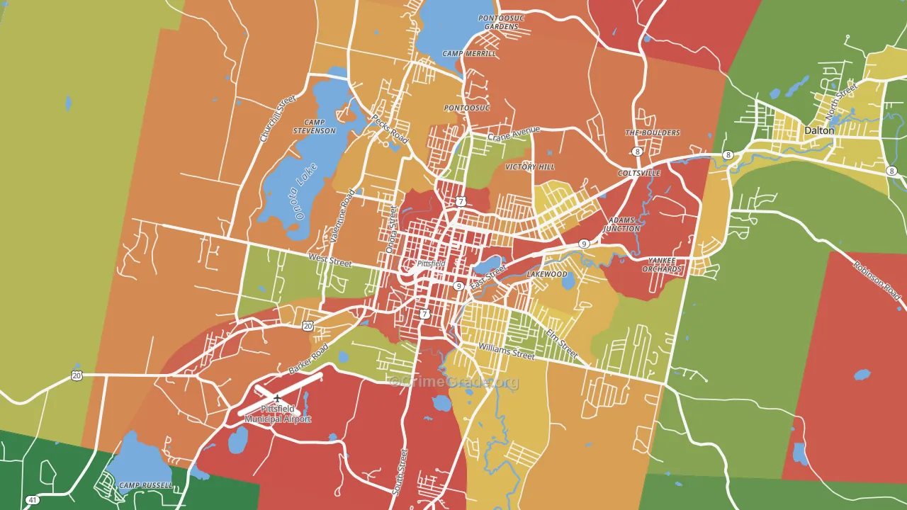 Pittsfield, MA Map of Assault Rates