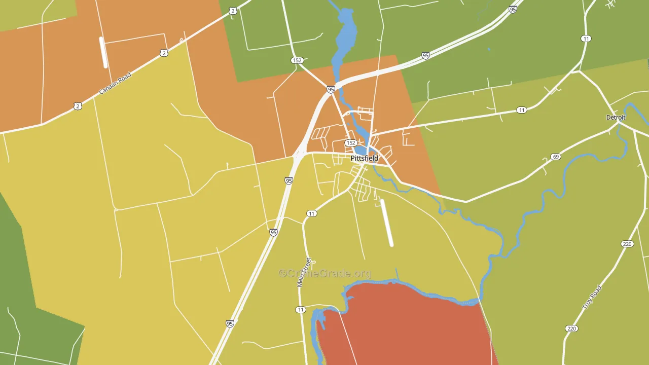 Pittsfield, ME Map of Assault Rates