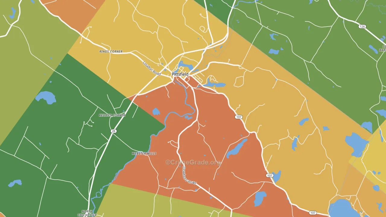 Pittsfield, NH Map of Assault Rates