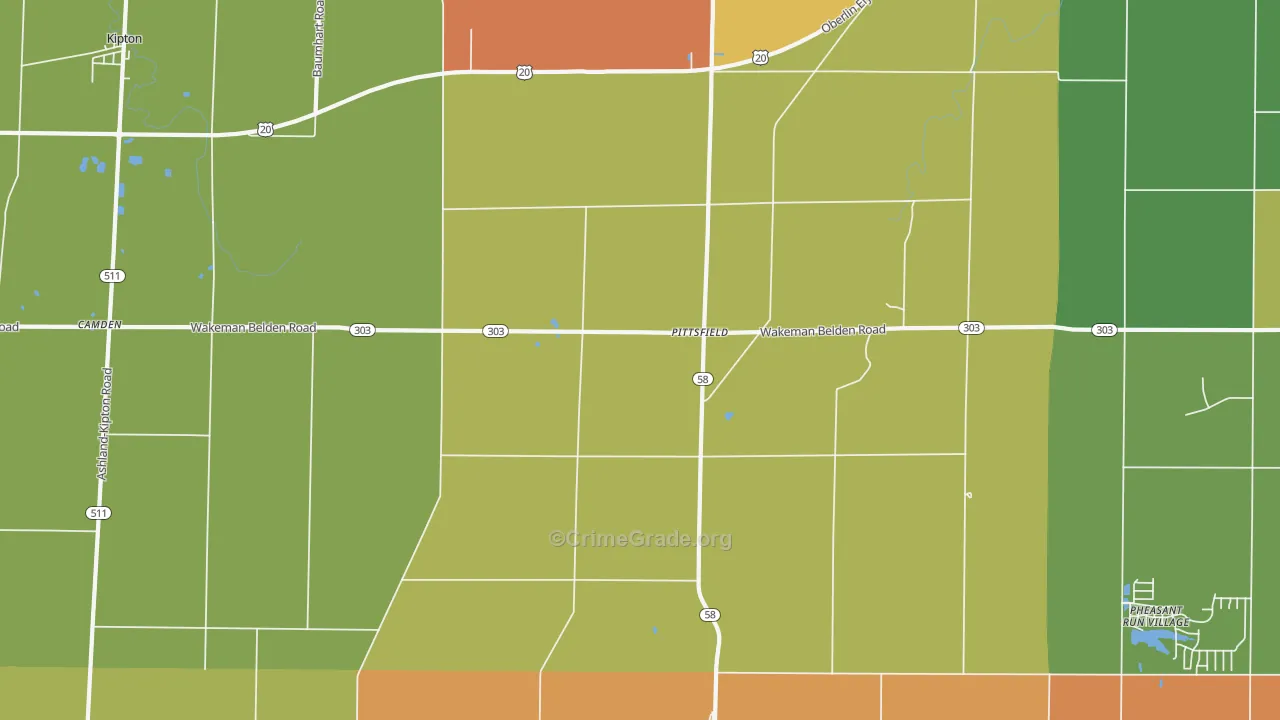 Pittsfield, OH Map of Assault Rates