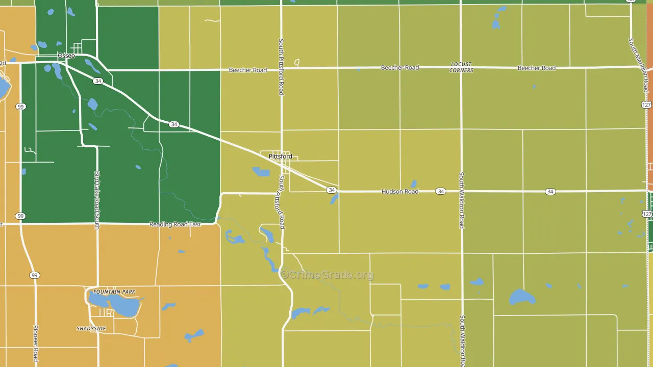 Pittsford, MI Map of Assault Rates