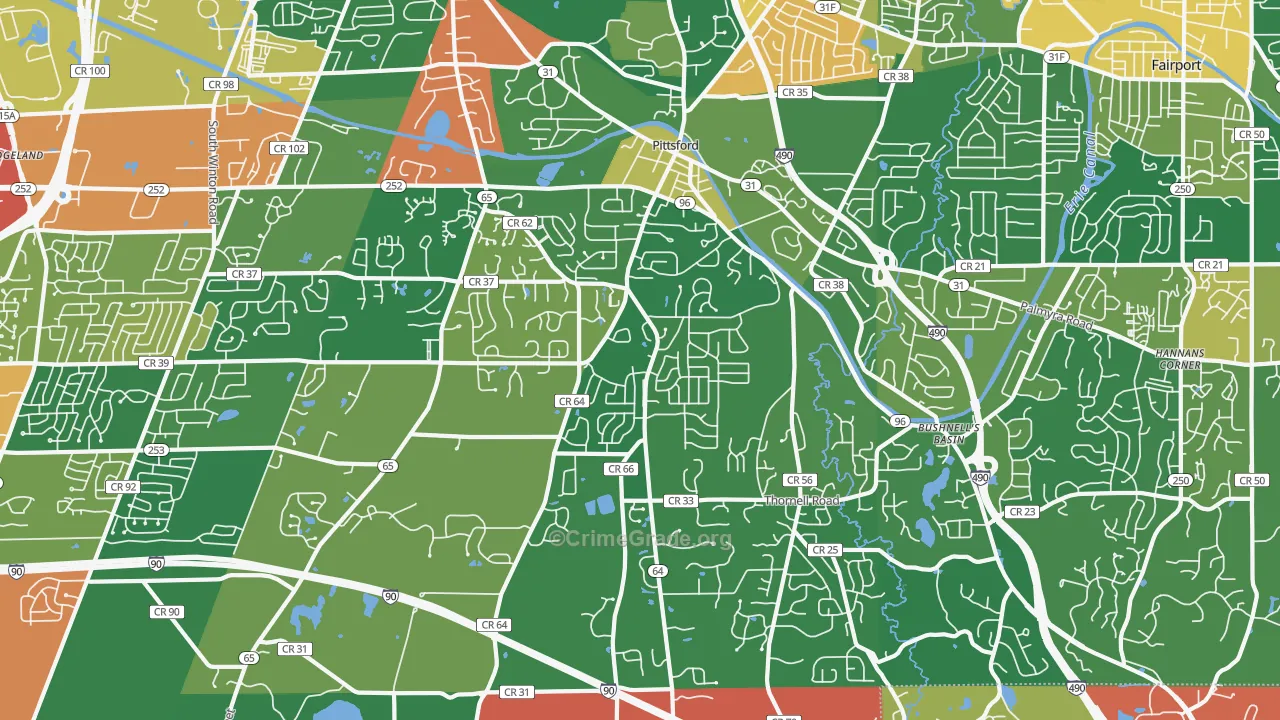 Pittsford, NY Map of Assault Rates