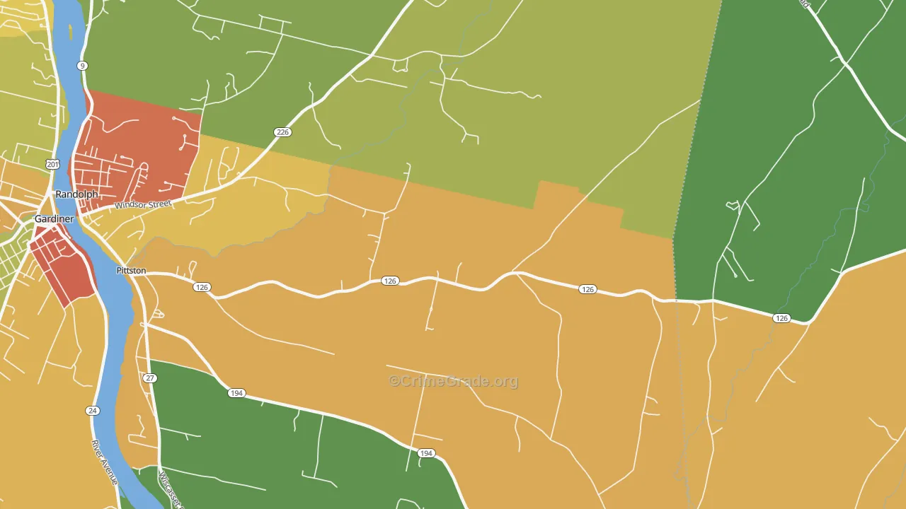 Pittston, ME Map of Assault Rates