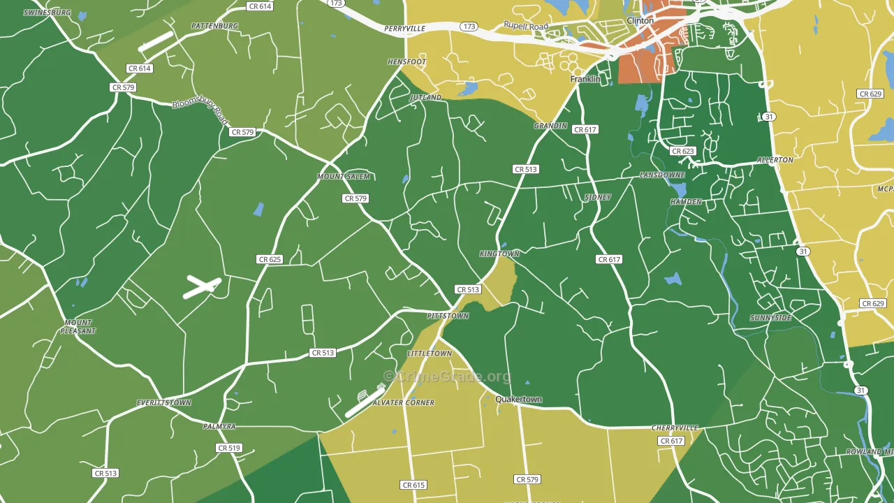 Pittstown, NJ Map of Assault Rates