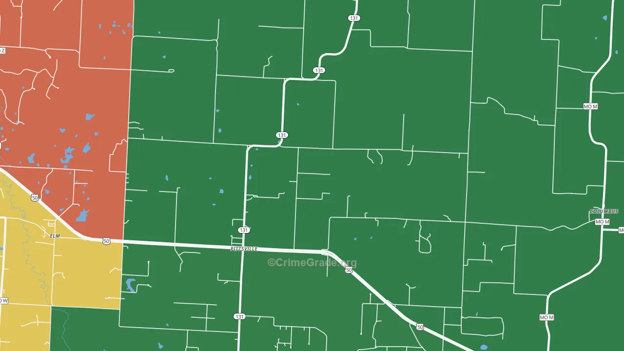 Pittsville, MO Map of Assault Rates