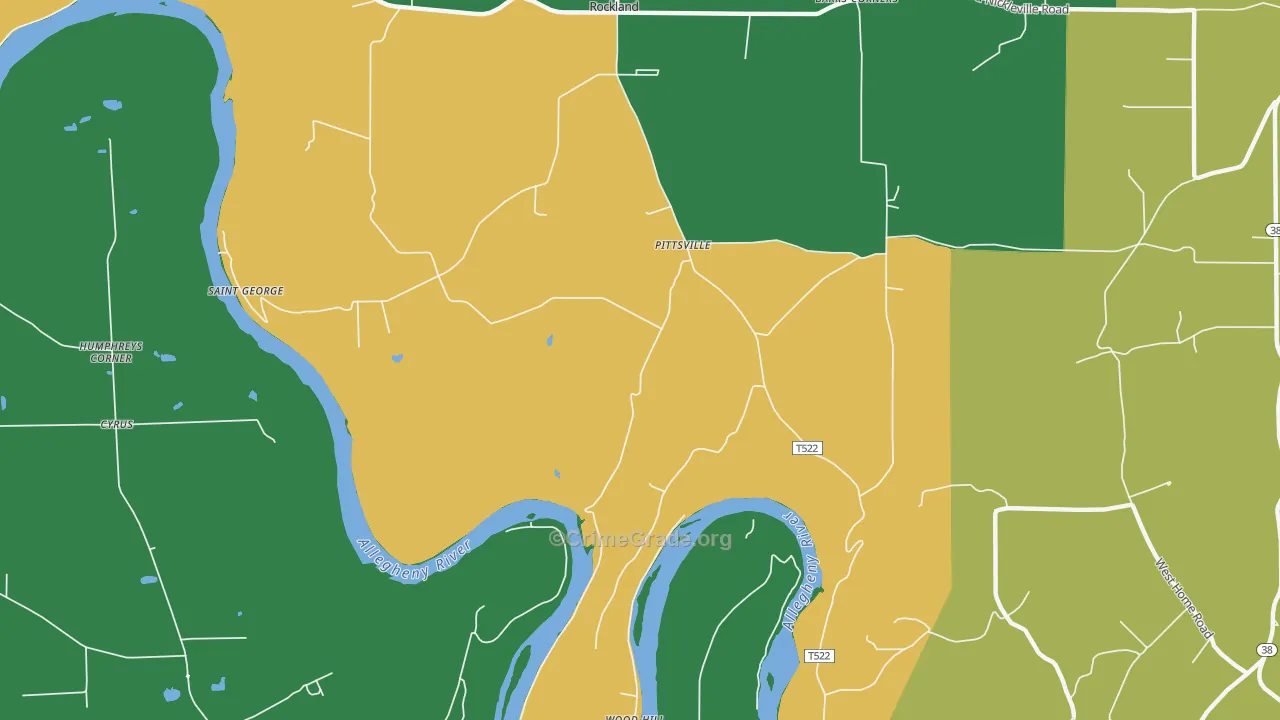 Pittsville, PA Map of Assault Rates
