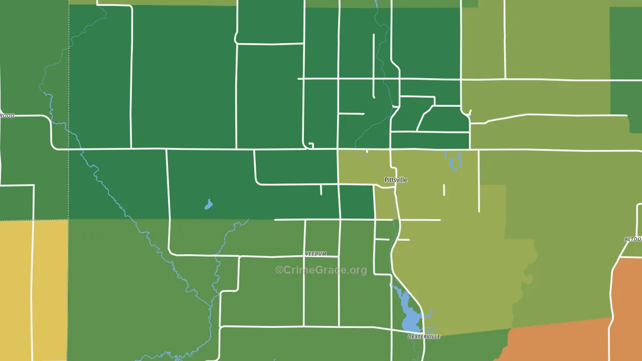 Pittsville, WI Map of Assault Rates