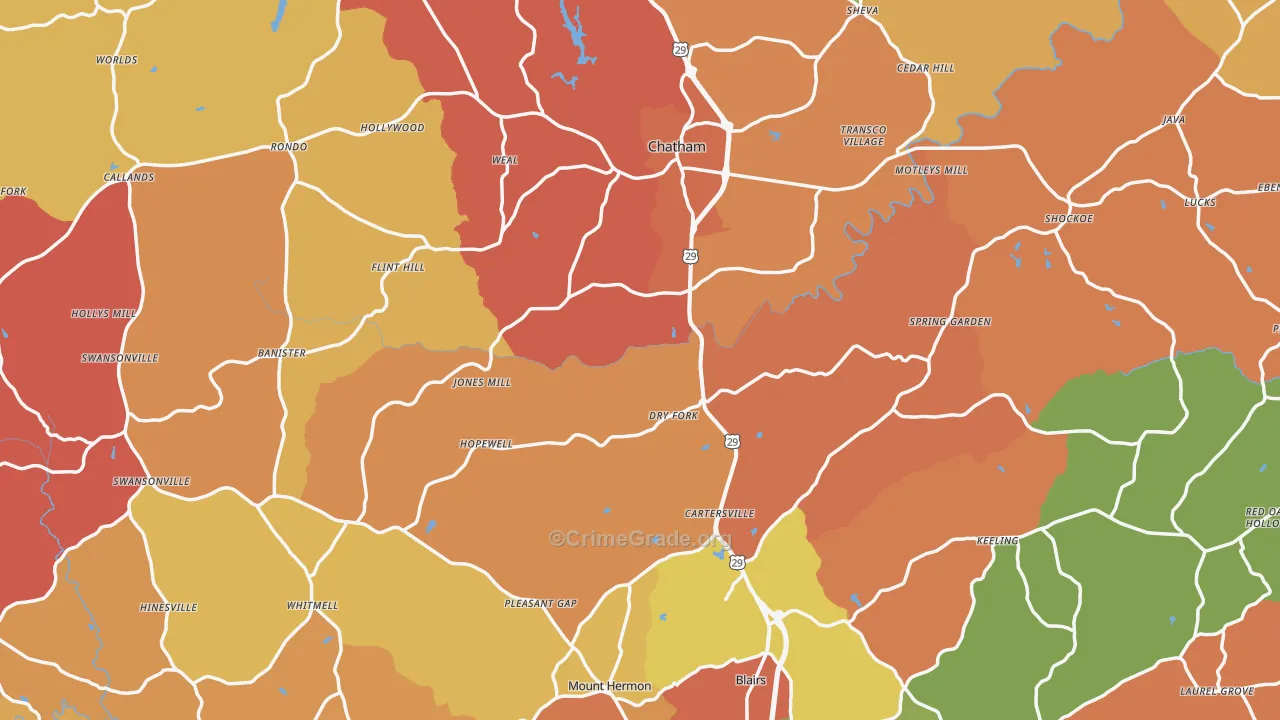 Pittsylvania County, VA Map of Assault Rates