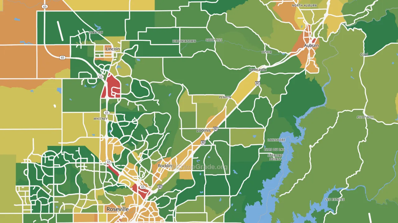 Placer County, CA Map of Assault Rates