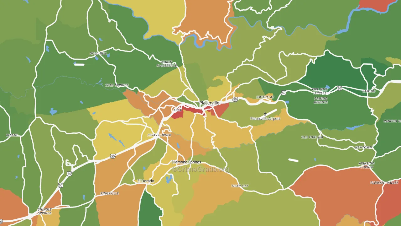 Placerville, CA Map of Assault Rates