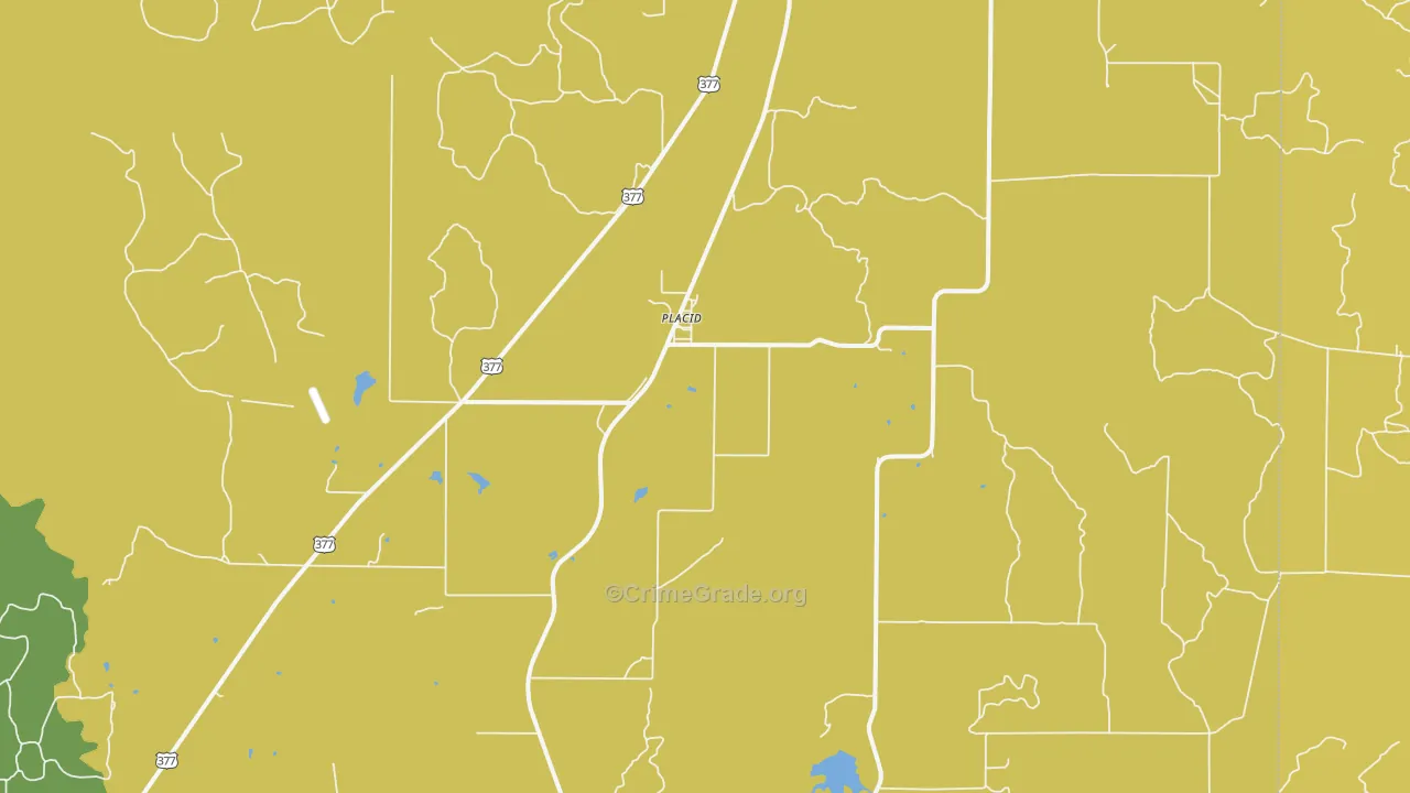 Placid, TX Map of Assault Rates