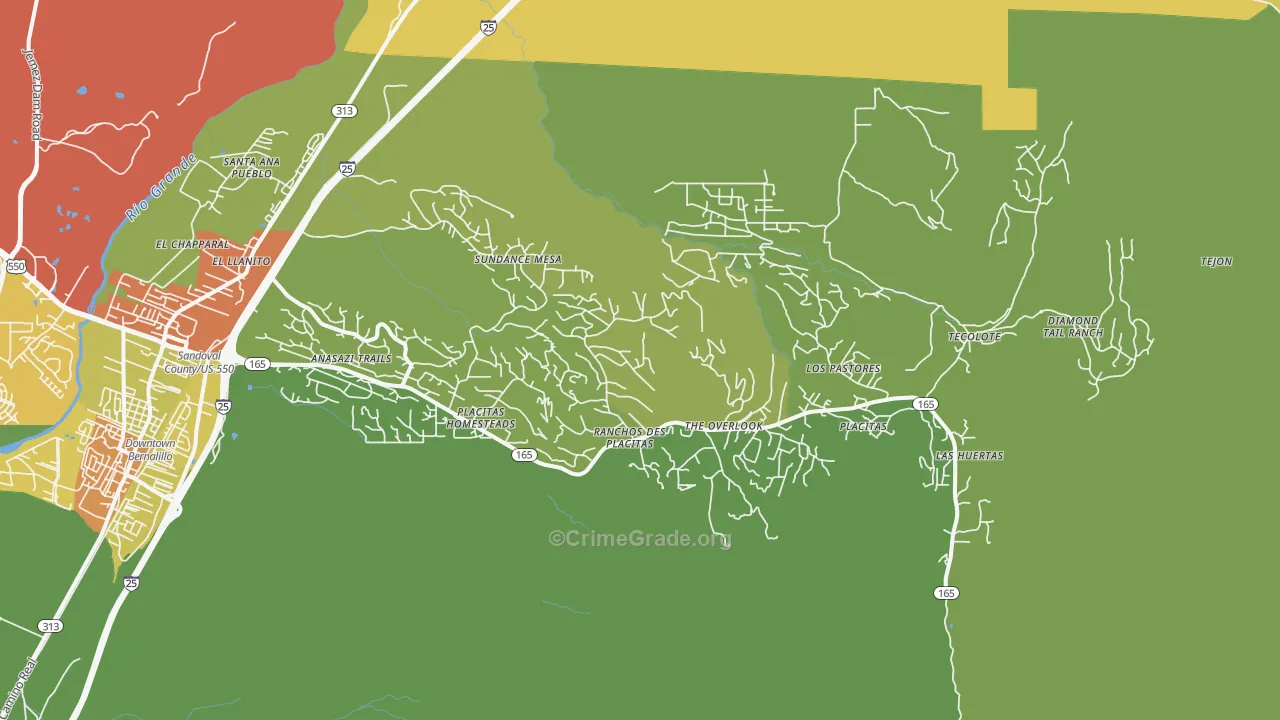 Placitas, NM Map of Assault Rates