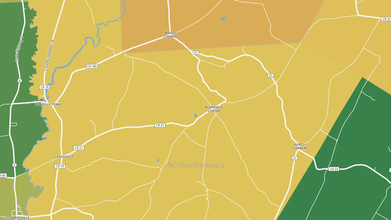 Plainfield Center, NY Map of Assault Rates