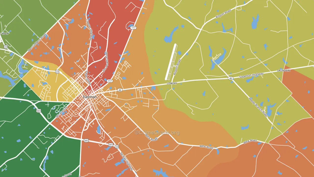 Plainfield, GA Map of Assault Rates