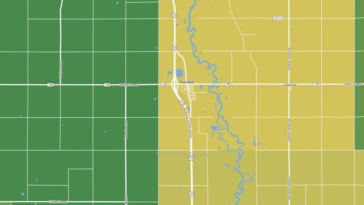 Plainfield, IA Map of Assault Rates