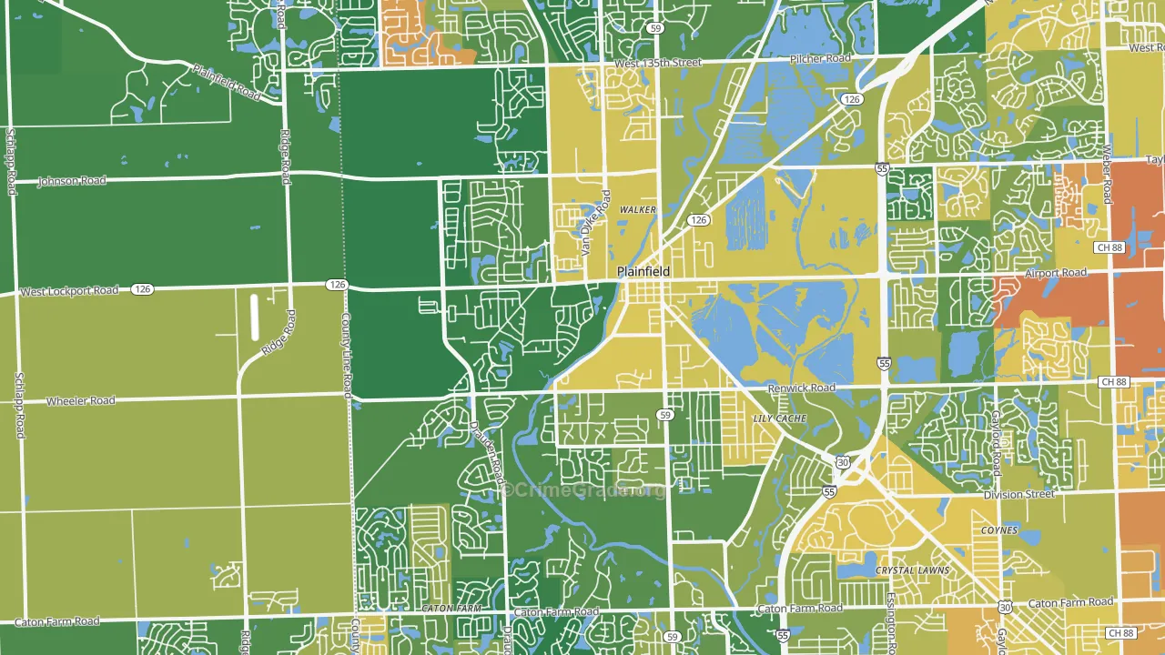 Plainfield, IL Map of Assault Rates