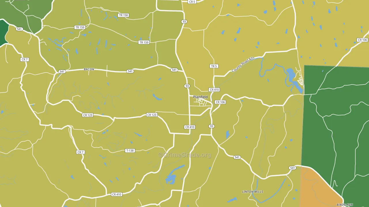 Plainfield, OH Map of Assault Rates
