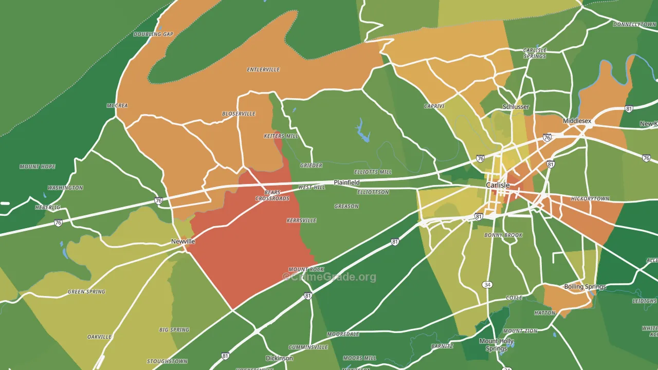 Plainfield, PA Map of Assault Rates