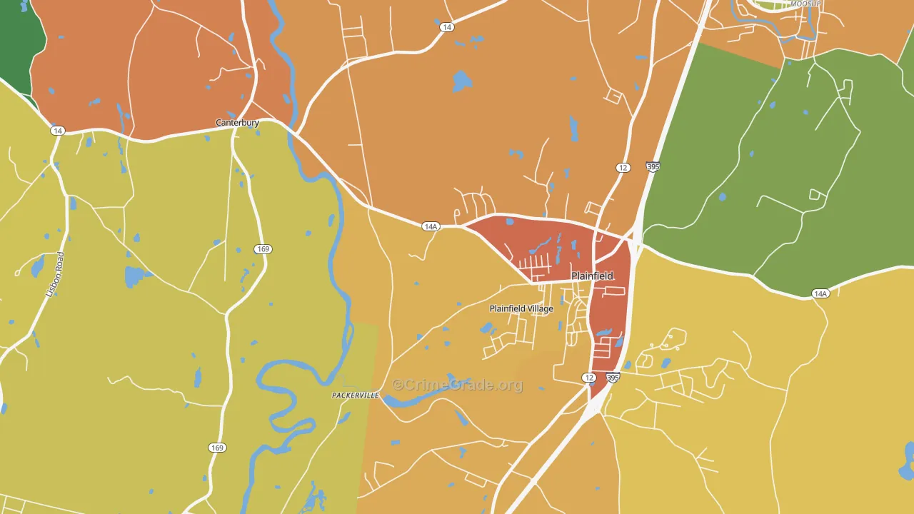 Plainfield Village, CT Map of Assault Rates