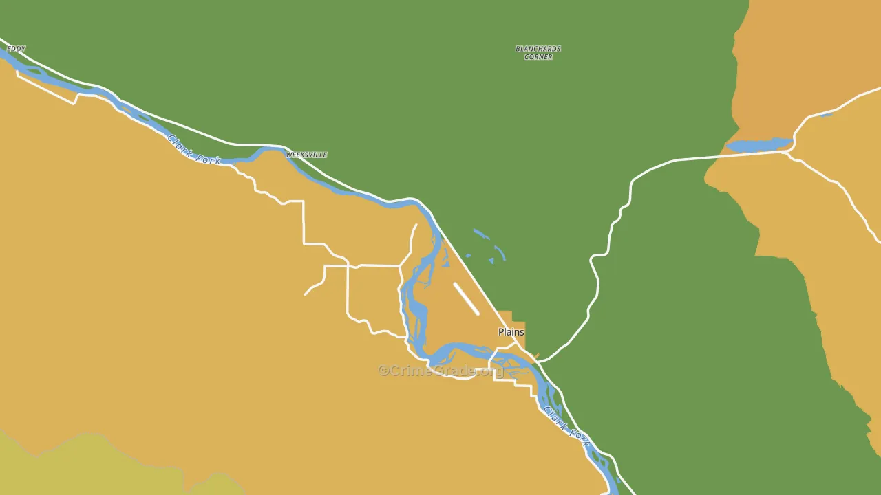 Plains, MT Map of Assault Rates