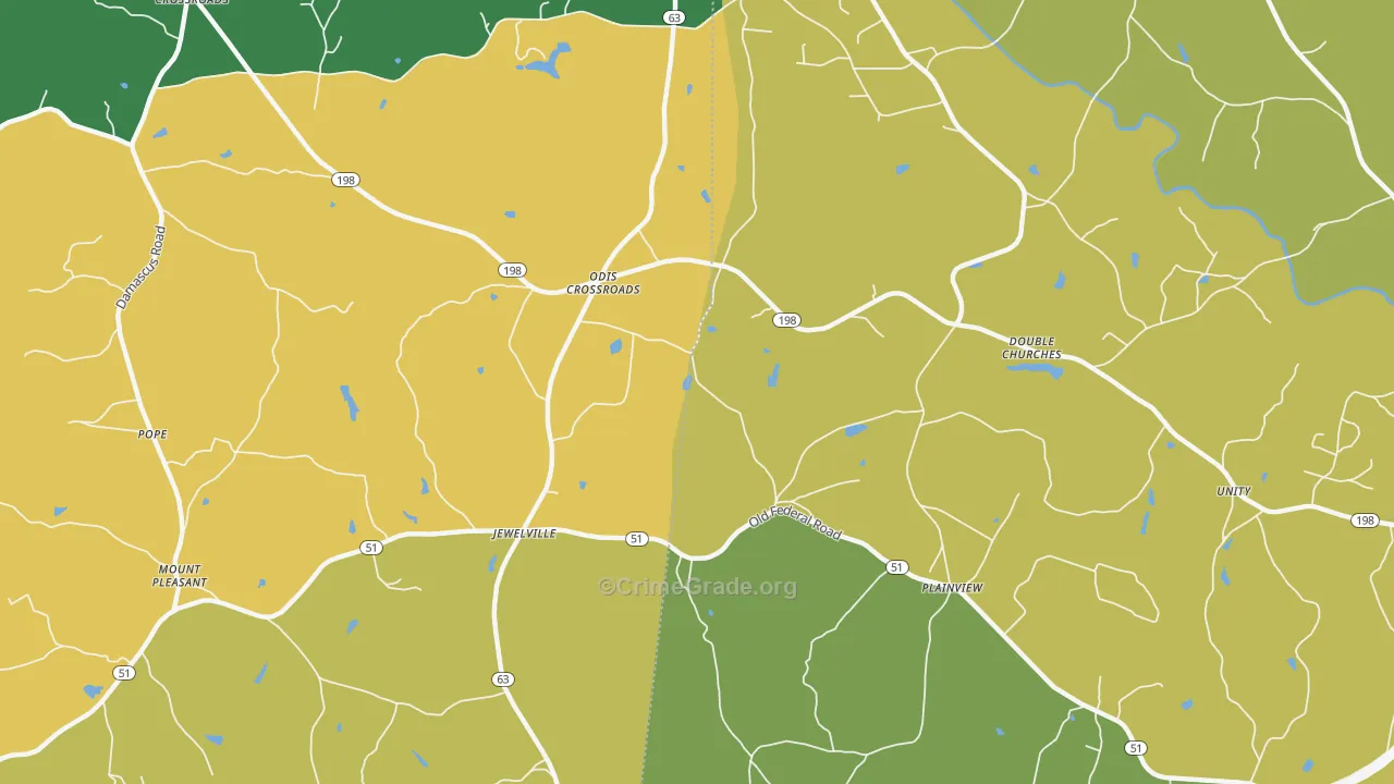 Plainview, GA Map of Assault Rates
