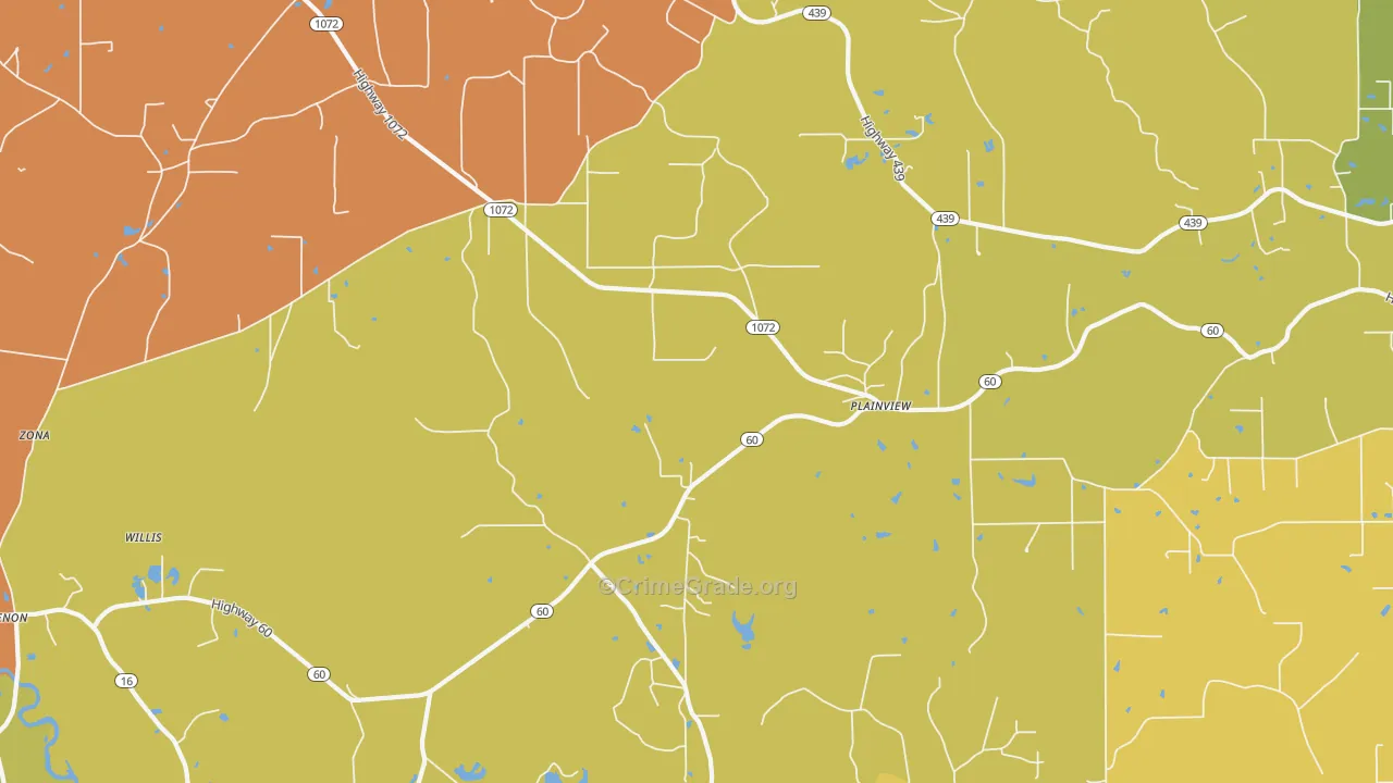 Plainview, LA Map of Assault Rates