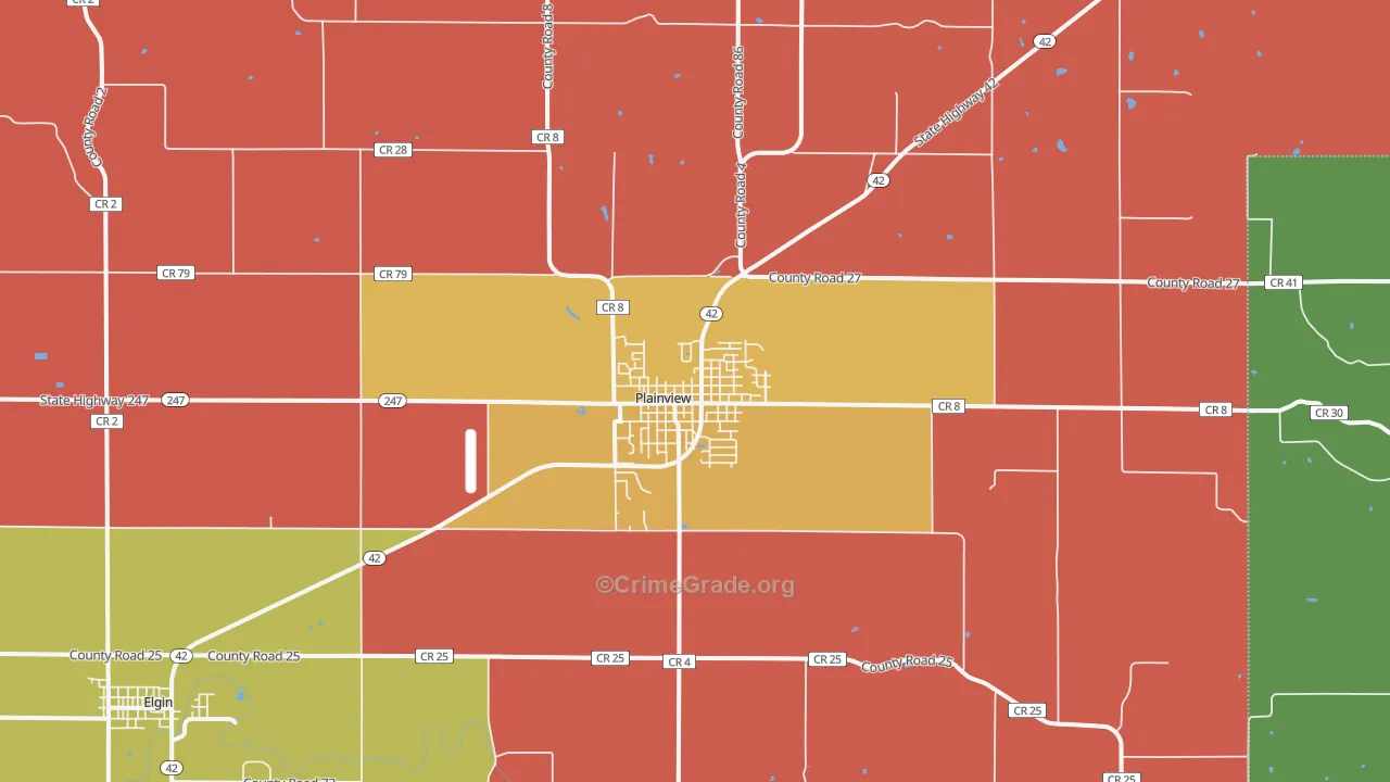 Plainview, MN Map of Assault Rates