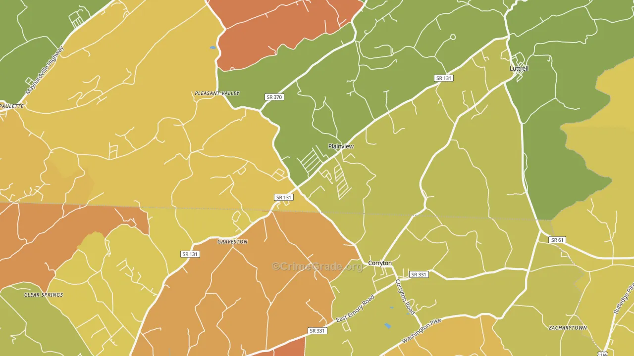 Plainview, TN Map of Assault Rates