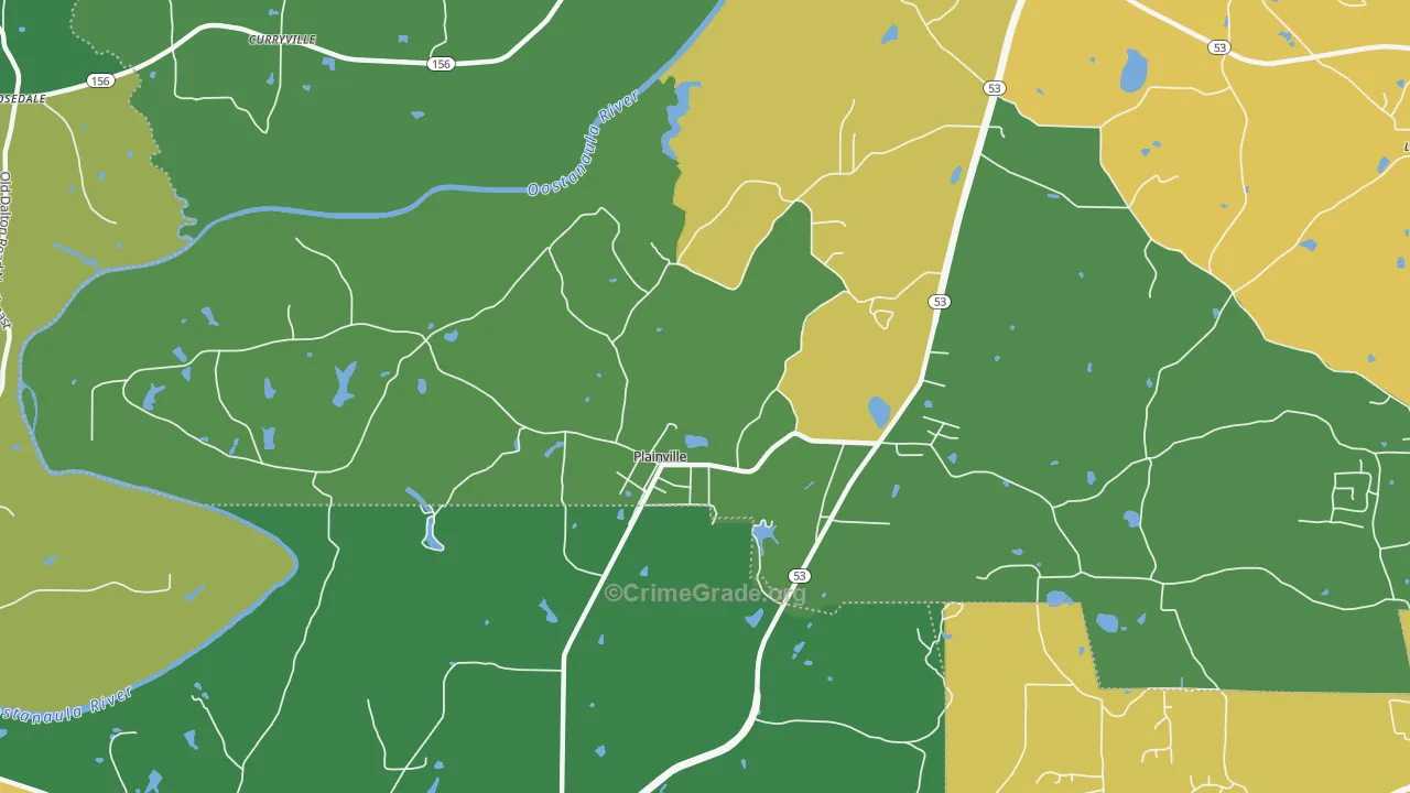 Plainville, GA Map of Assault Rates