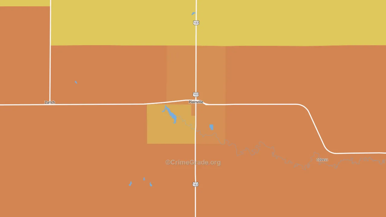Plainville, KS Map of Assault Rates