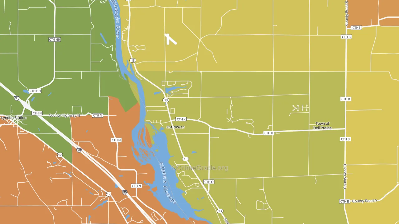 Plainville, WI Map of Assault Rates