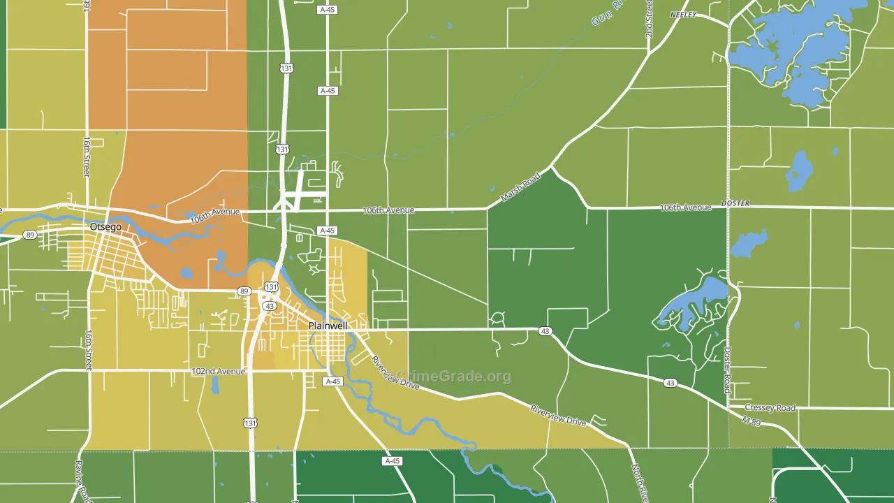 Plainwell, MI Map of Assault Rates