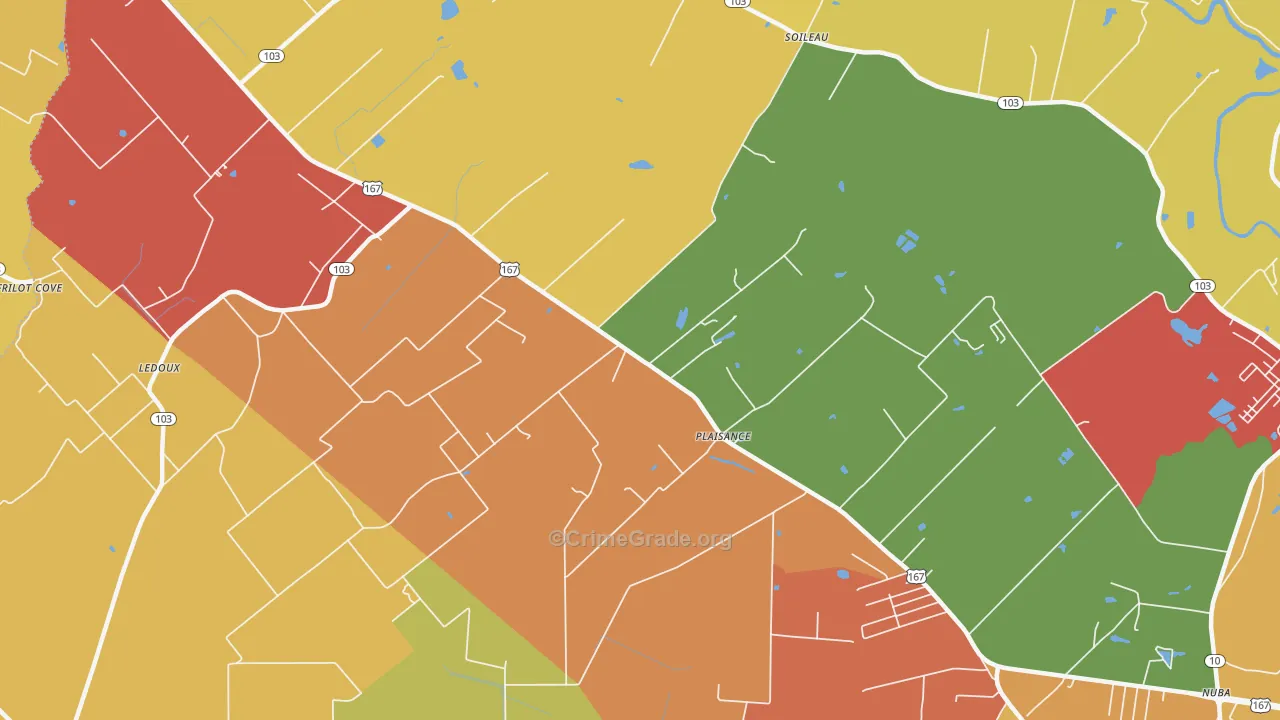 Plaisance, LA Map of Assault Rates