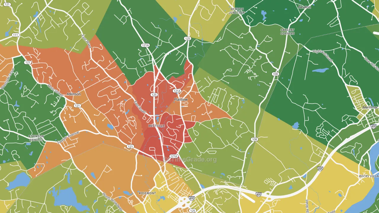 Plaistow, NH Map of Assault Rates