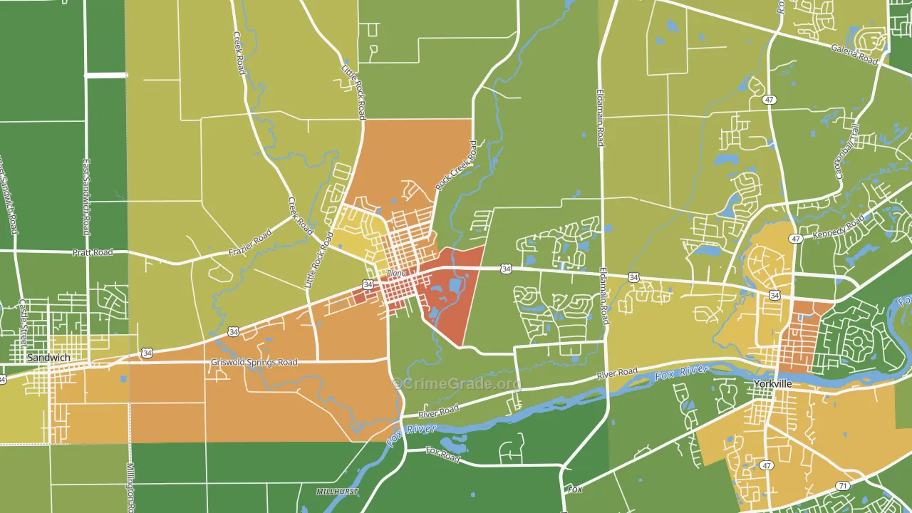 Plano, IL Map of Assault Rates