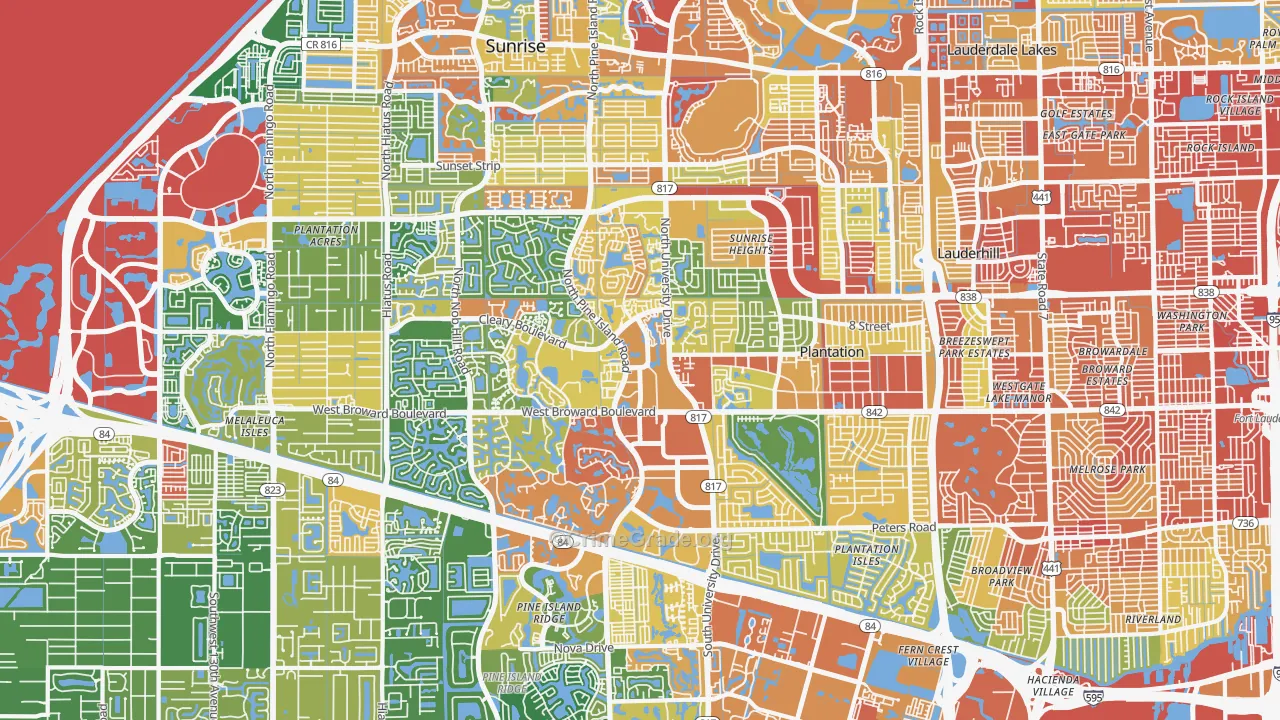 Plantation, FL Map of Assault Rates